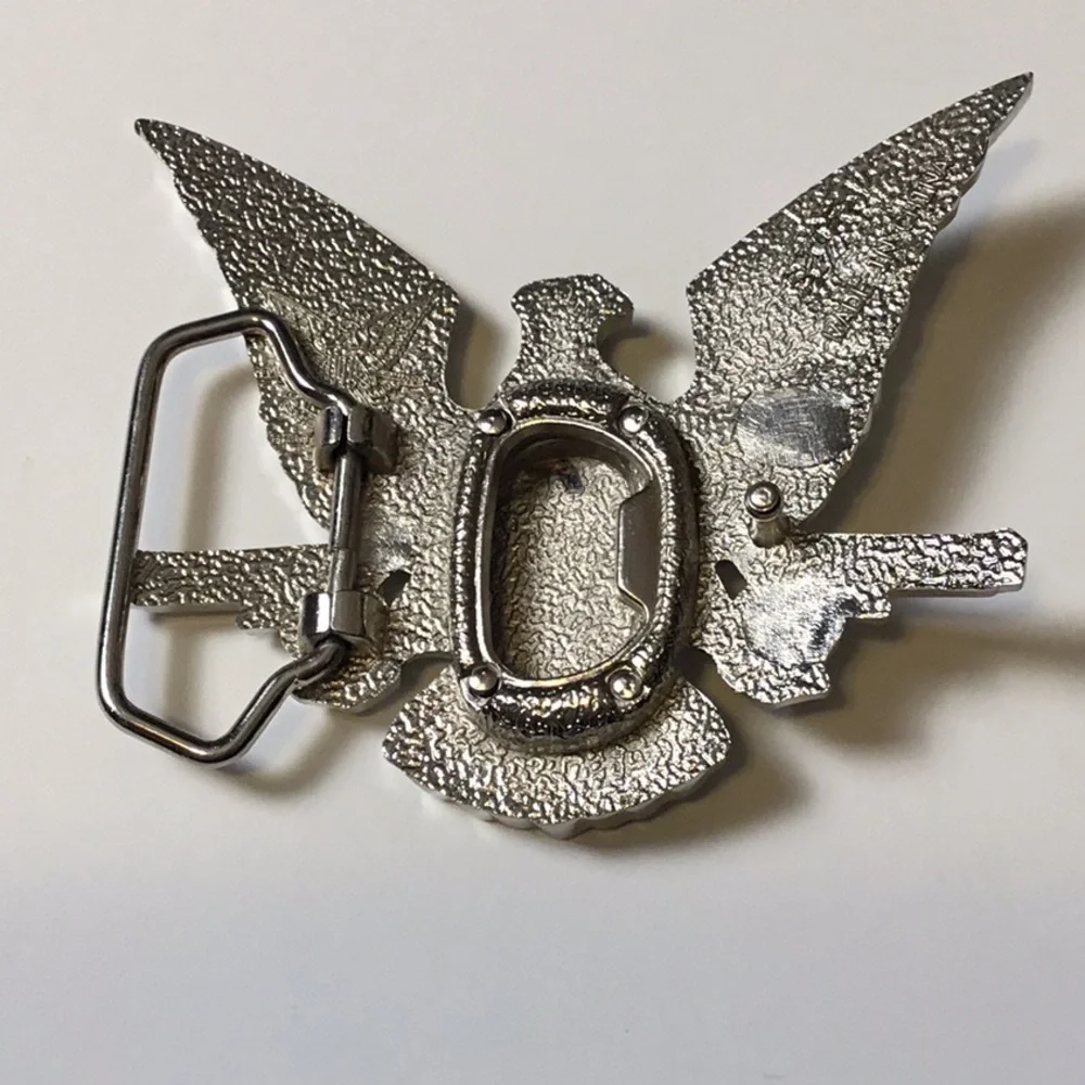 Silver Eagle Belt Buckle With Guns Western Biker Americana